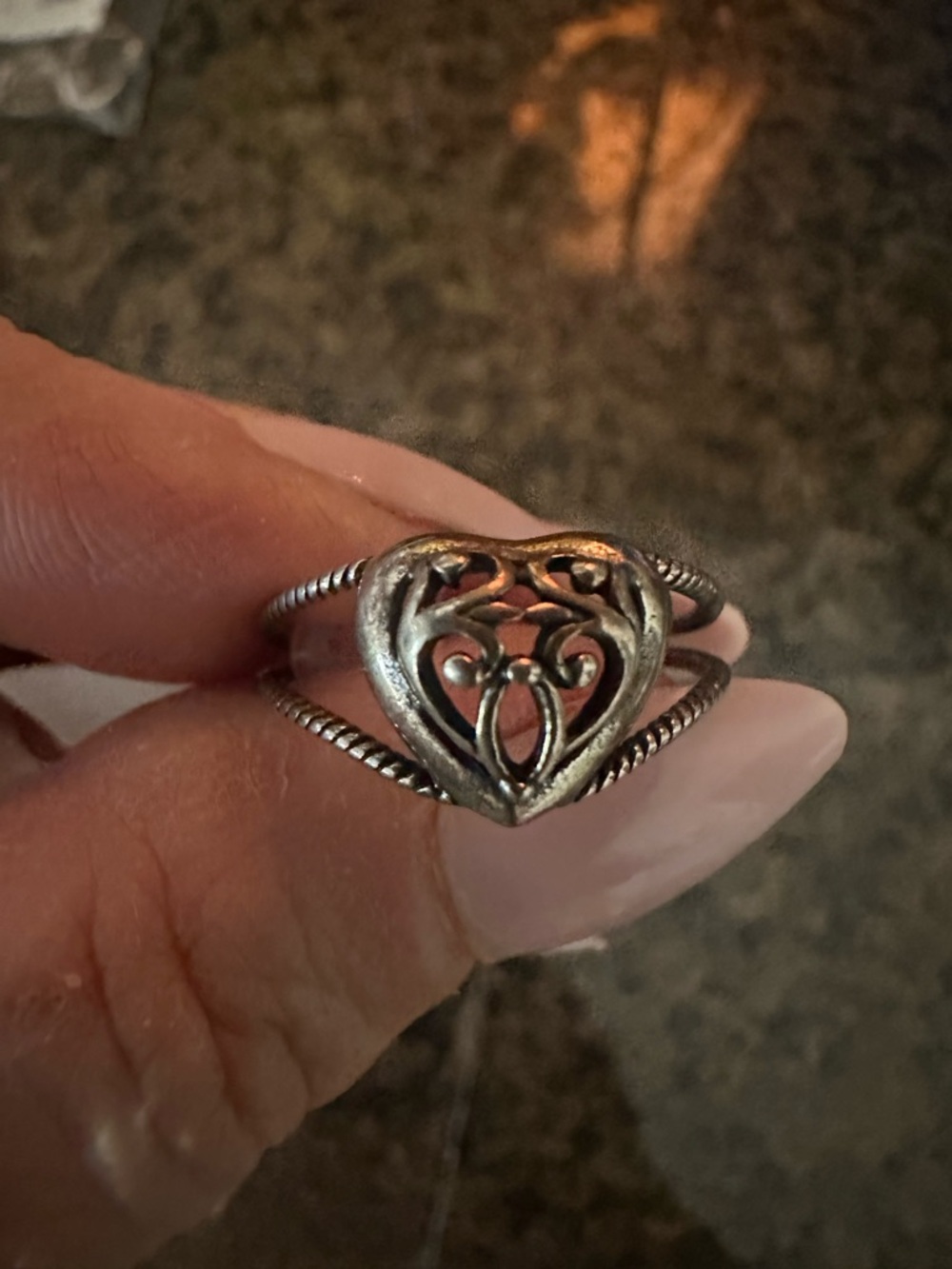 Sterling Silver Heart Filigree Ring - Women's Silver Heart Band  925